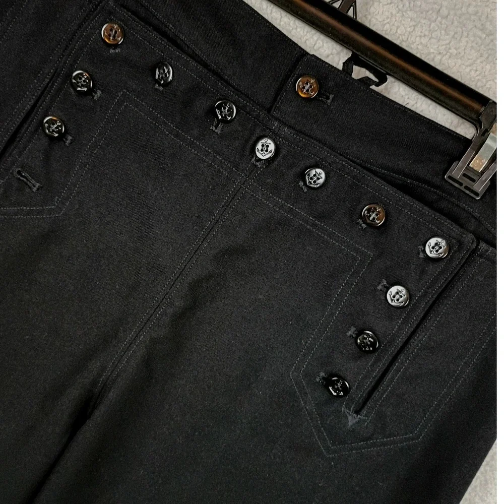 DSCP US Navy Vintage 13 Button Trousers Mens 37R Black Wool Sailor Bellbottoms
